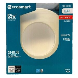 Ecosmart 65w 6 Inch Replacement LED Soft White Flood Light 600 Lumen 120v‎